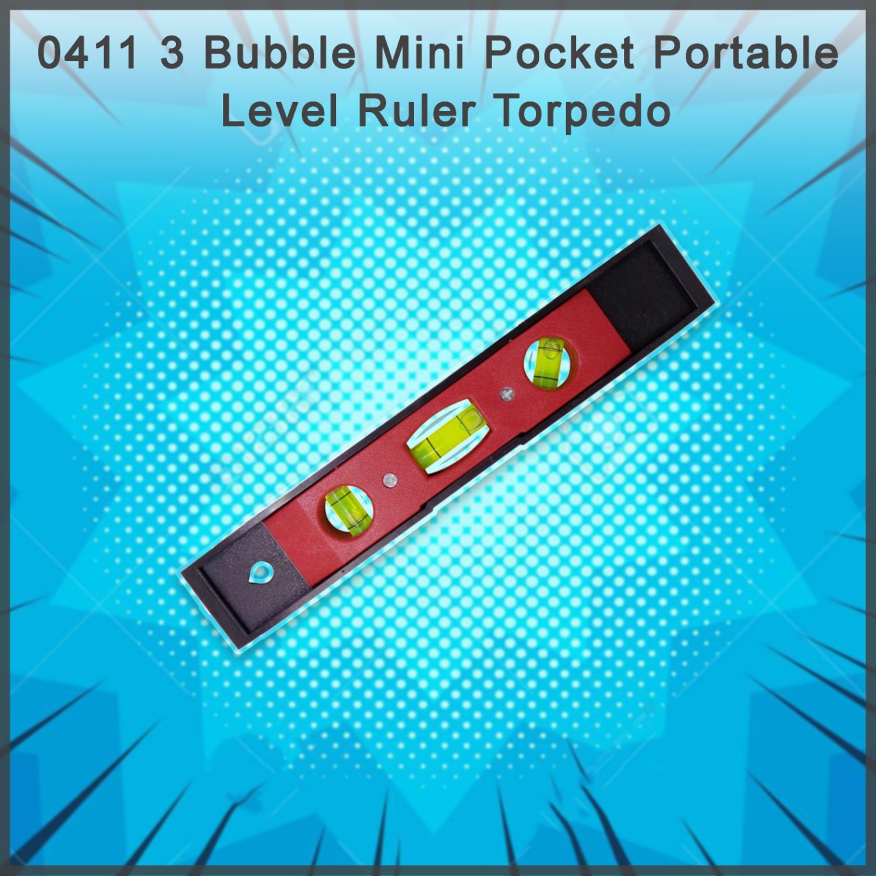 Pocket-sized level with three bubble indicators for precision. Pocket-sized level with three bubble indicators for precision.